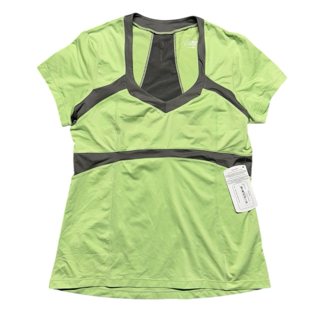 Sugoi Light Lotus Cycling T-shirt NWT Womens Large Green‎ Gray Athletic Floral